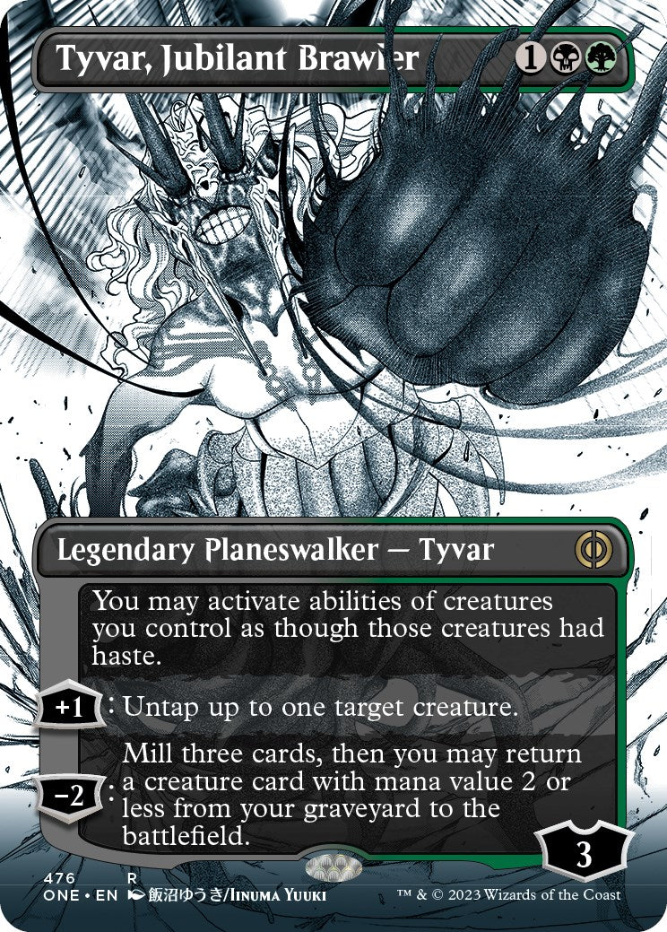 Tyvar, Jubilant Brawler (Borderless Manga Step-and-Compleat Foil) [Phyrexia: All Will Be One] | Silver Goblin