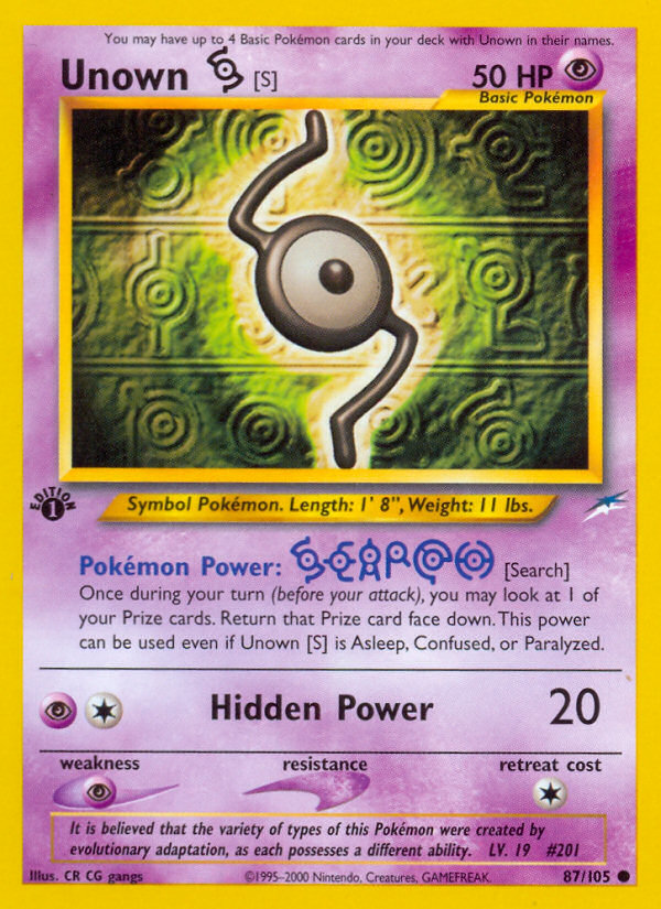 Unown [S] (87/105) [Neo Destiny 1st Edition] | Silver Goblin