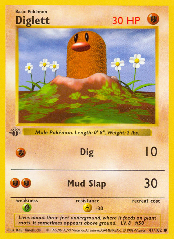 Diglett (47/102) (Shadowless) [Base Set 1st Edition] | Silver Goblin