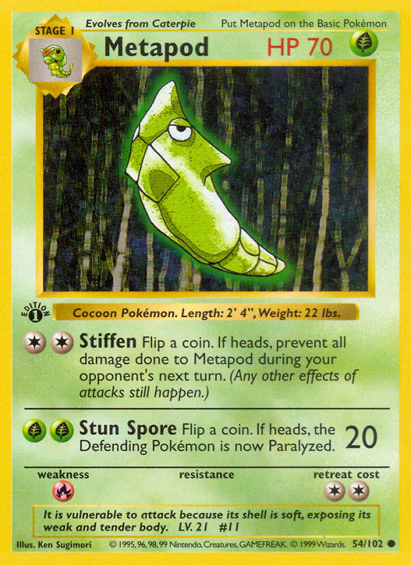 Metapod (54/102) (Shadowless) [Base Set 1st Edition] | Silver Goblin