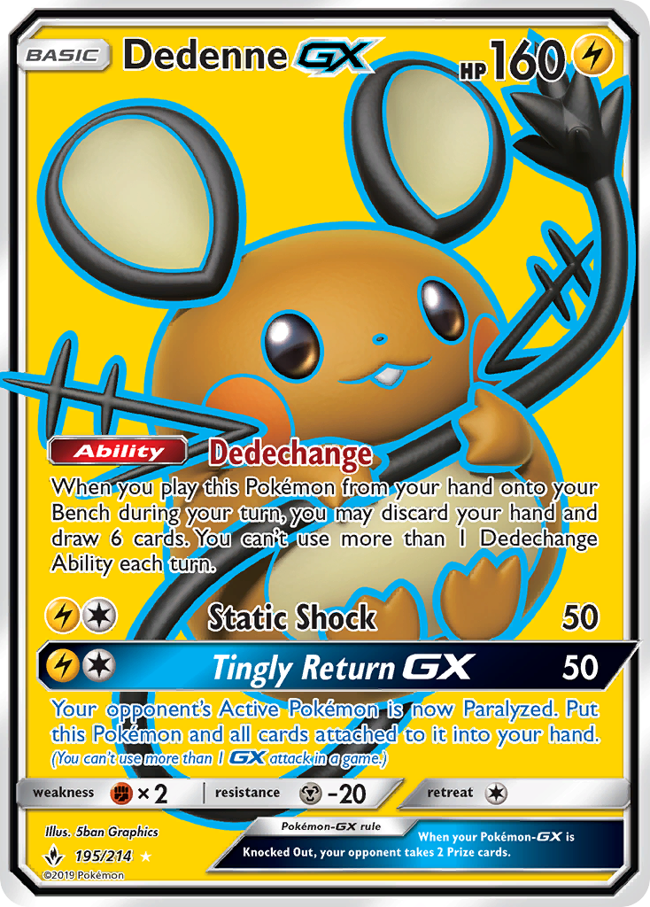 Dedenne GX (195/214) [Sun & Moon: Unbroken Bonds] | Silver Goblin