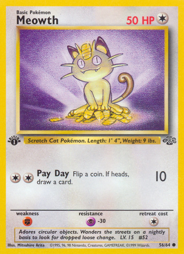 Meowth (56/64) [Jungle 1st Edition] | Silver Goblin