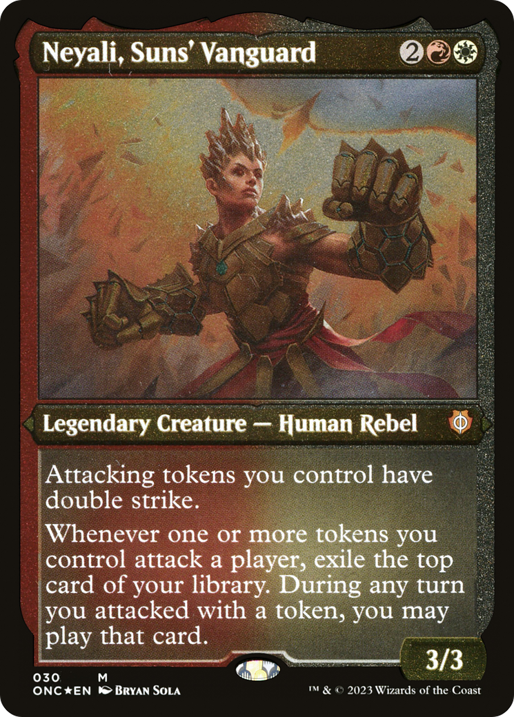 Neyali, Suns' Vanguard (Foil Etched) (Display Commander) [Phyrexia: All Will Be One Commander] | Silver Goblin