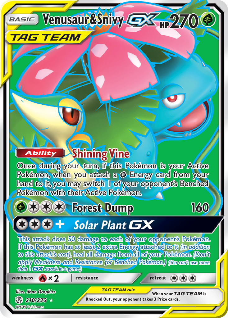 Venusaur & Snivy GX (210/236) [Sun & Moon: Cosmic Eclipse] | Silver Goblin