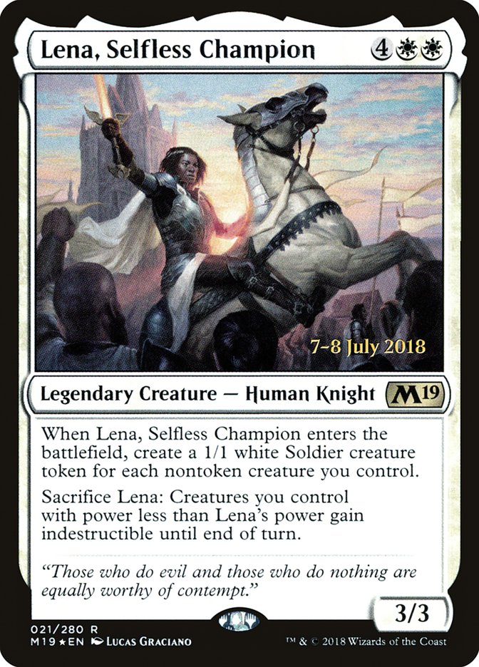 Lena, Selfless Champion [Core Set 2019 Prerelease Promos] | Silver Goblin