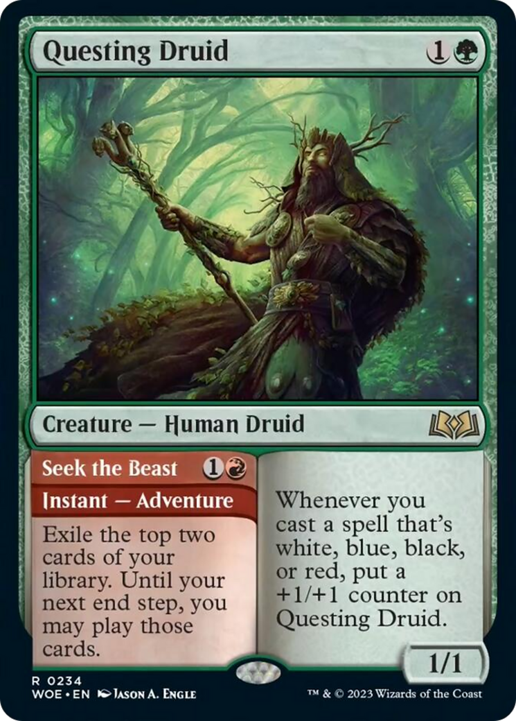 Questing Druid // Seek the Beast [Wilds of Eldraine] | Silver Goblin