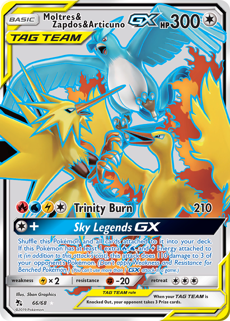 Moltres & Zapdos & Articuno GX (66/68) [Sun & Moon: Hidden Fates] | Silver Goblin