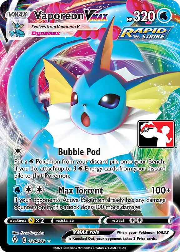 Vaporeon VMAX (030/203) [Prize Pack Series One] | Silver Goblin