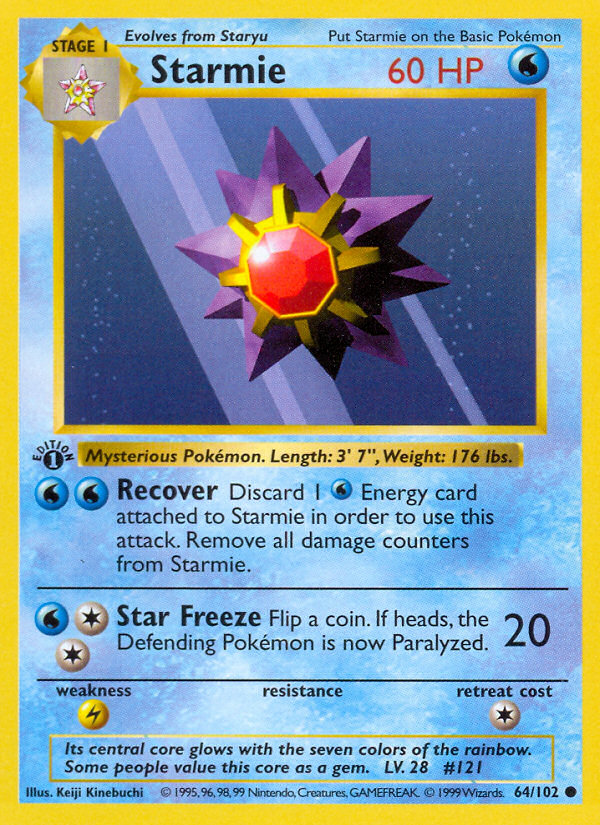 Starmie (64/102) (Shadowless) [Base Set 1st Edition] | Silver Goblin