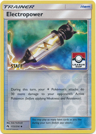 Electropower (172/214) (League Promo Staff) [Sun & Moon: Lost Thunder] | Silver Goblin