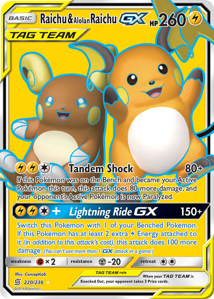 Raichu & Alolan Raichu GX (220/236) [Sun & Moon: Unified Minds] | Silver Goblin