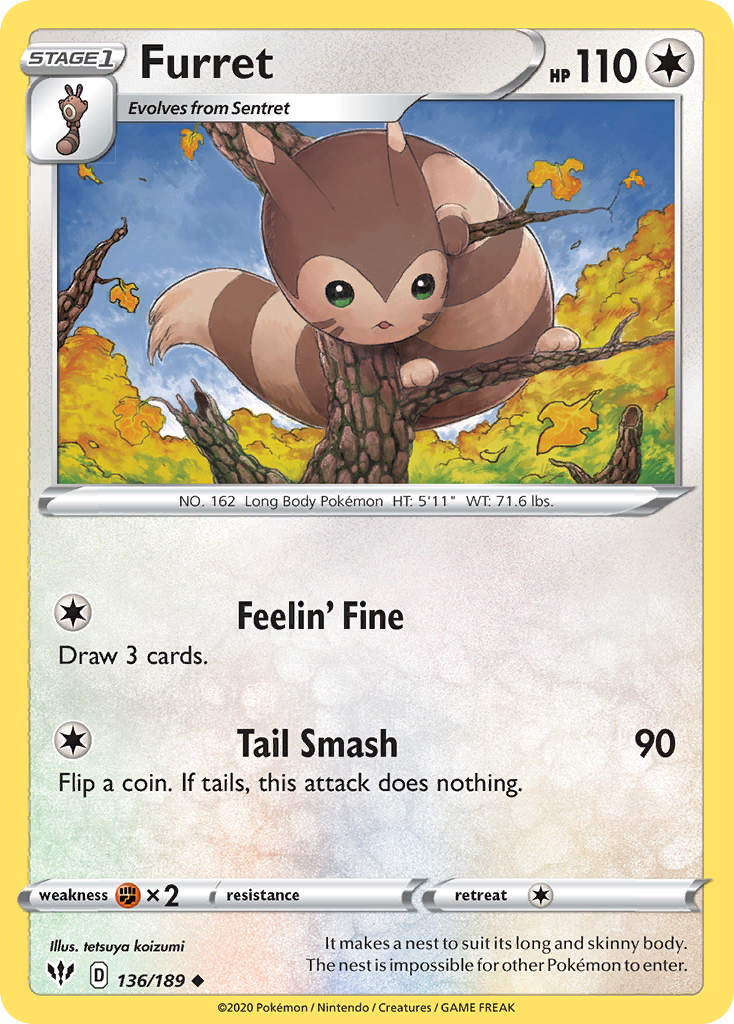 Furret (136/189) [Sword & Shield: Darkness Ablaze] | Silver Goblin