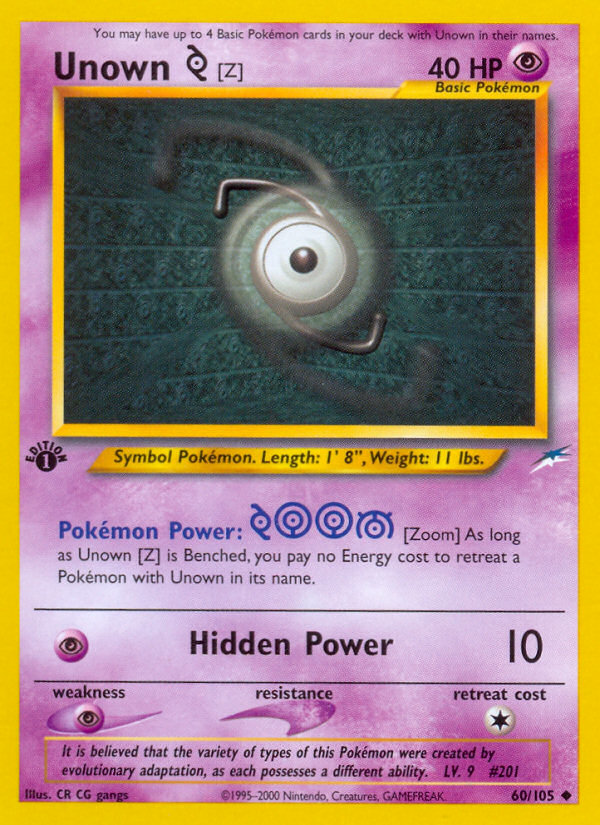 Unown [Z] (60/105) [Neo Destiny 1st Edition] | Silver Goblin