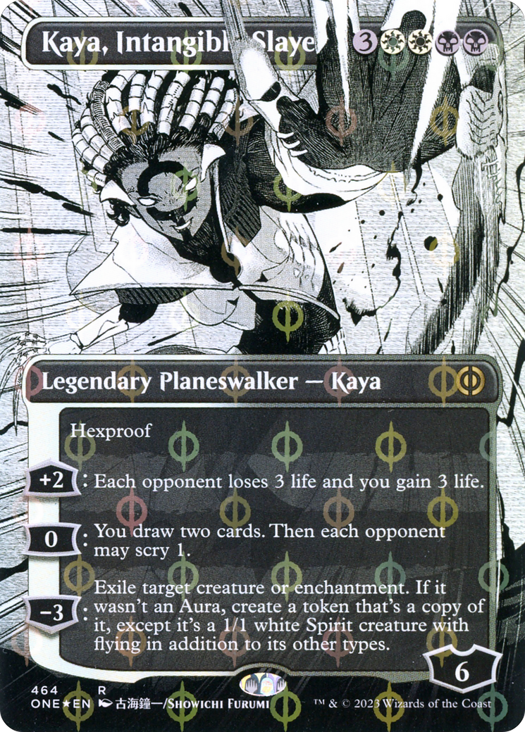 Kaya, Intangible Slayer (Borderless Manga Step-and-Compleat Foil) [Phyrexia: All Will Be One] | Silver Goblin