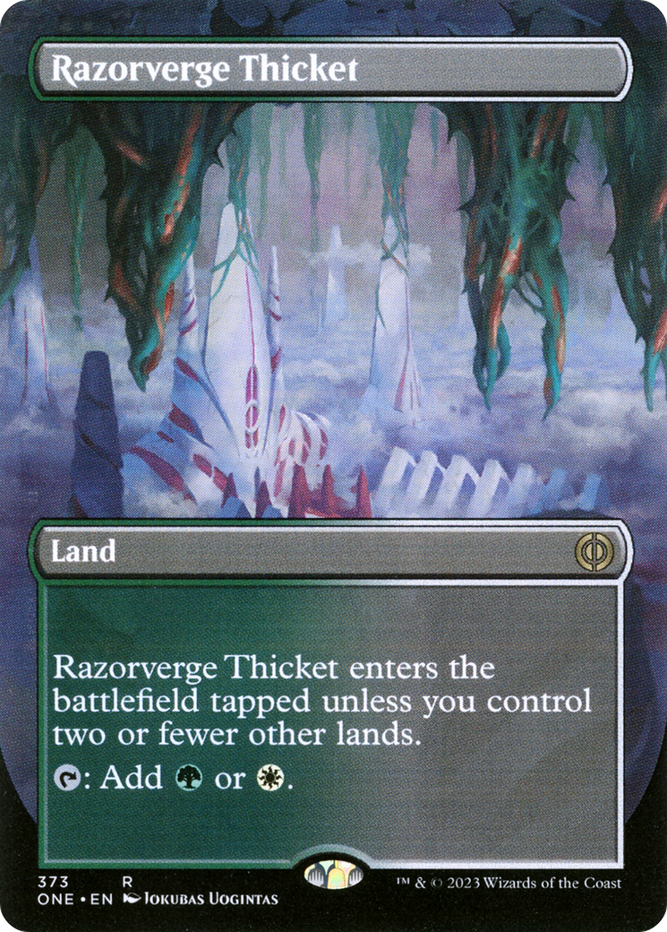 Razorverge Thicket (Borderless Alternate Art) [Phyrexia: All Will Be One] | Silver Goblin