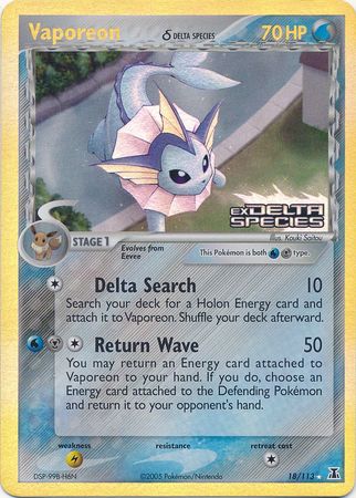 Vaporeon (18/113) (Delta Species) (Stamped) [EX: Delta Species] | Silver Goblin