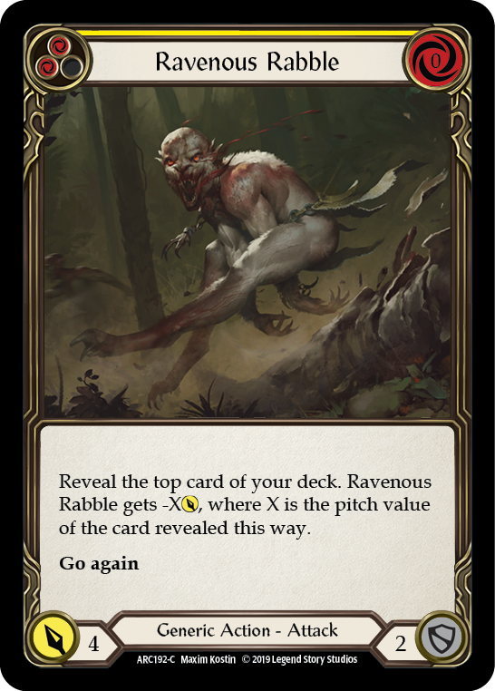 Ravenous Rabble (Yellow) [ARC192-C] (Arcane Rising)  1st Edition Rainbow Foil | Silver Goblin