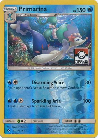 Primarina (41/149) (League Promo) [Sun & Moon: Base Set] | Silver Goblin