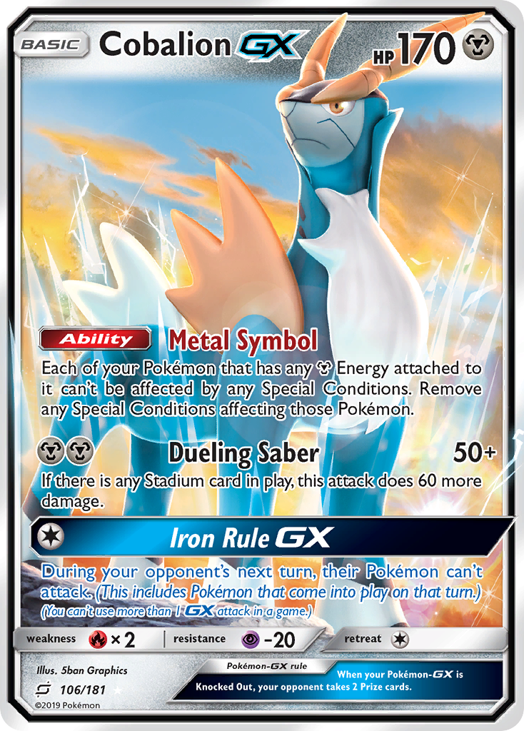 Cobalion GX (106/181) [Sun & Moon: Team Up] | Silver Goblin