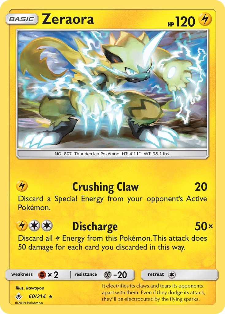 Zeraora (60/214) (Cracked Ice Holo) (Theme Deck Exclusive) [Sun & Moon: Unbroken Bonds] | Silver Goblin