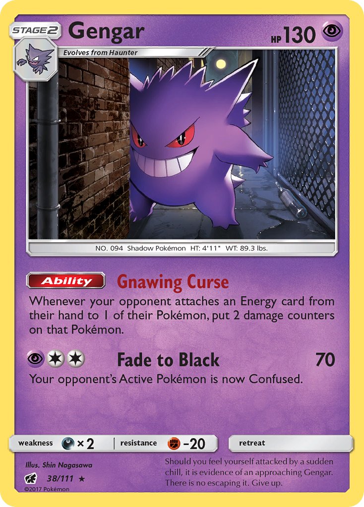 Gengar (38/111) (Prerelease Kit Exclusive) (Theme Deck Exclusive) [Sun & Moon: Crimson Invasion] | Silver Goblin