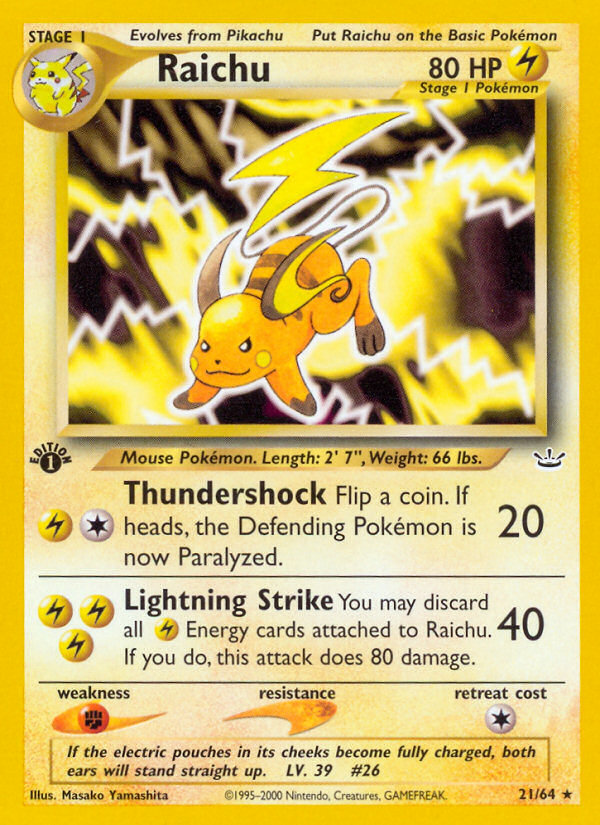 Raichu (21/64) [Neo Revelation 1st Edition] | Silver Goblin