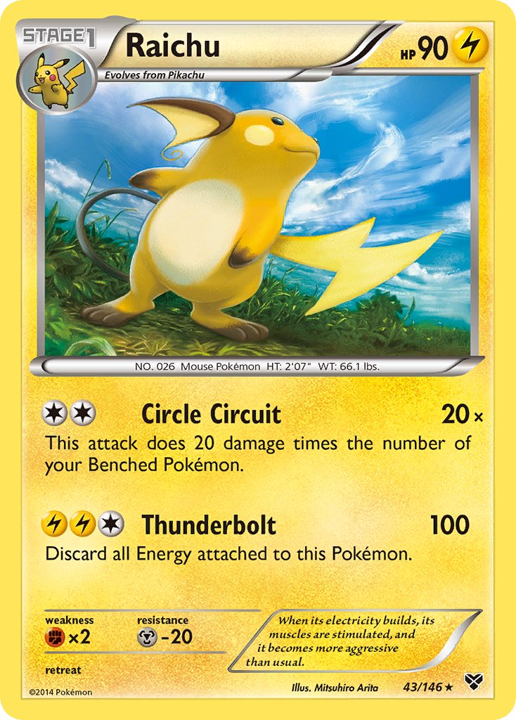 Raichu (43/146) (Battle Arena Deck Exclusive) (Theme Deck Exclusive) [XY: Base Set] | Silver Goblin