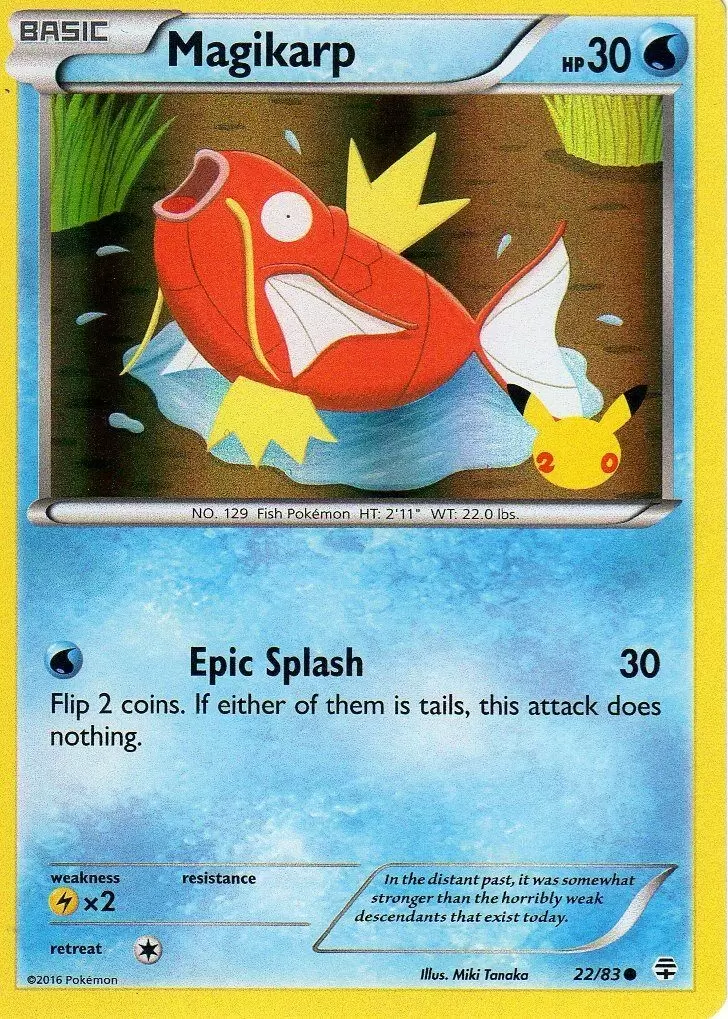 Magikarp (22/83) (20th Anniversary Stamp) [XY: Generations] | Silver Goblin