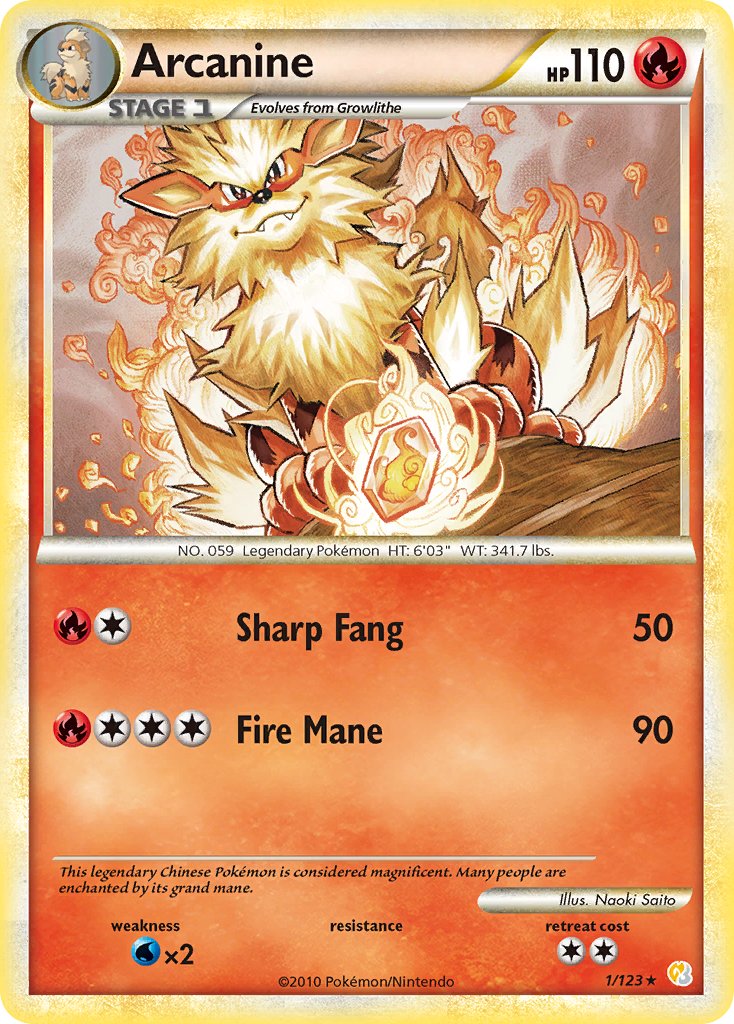 Arcanine (1/123) (Theme Deck Exclusive) [HeartGold & SoulSilver: Base Set] | Silver Goblin