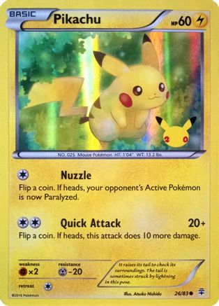 Pikachu (26/83) (20th Anniversary) [XY: Generations] | Silver Goblin