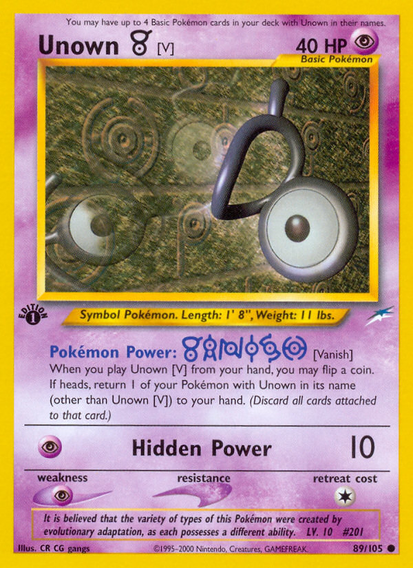 Unown [V] (89/105) [Neo Destiny 1st Edition] | Silver Goblin