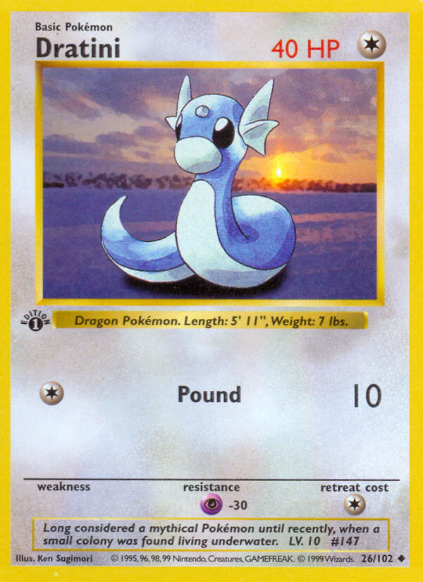 Dratini (26/102) (Shadowless) [Base Set 1st Edition] | Silver Goblin