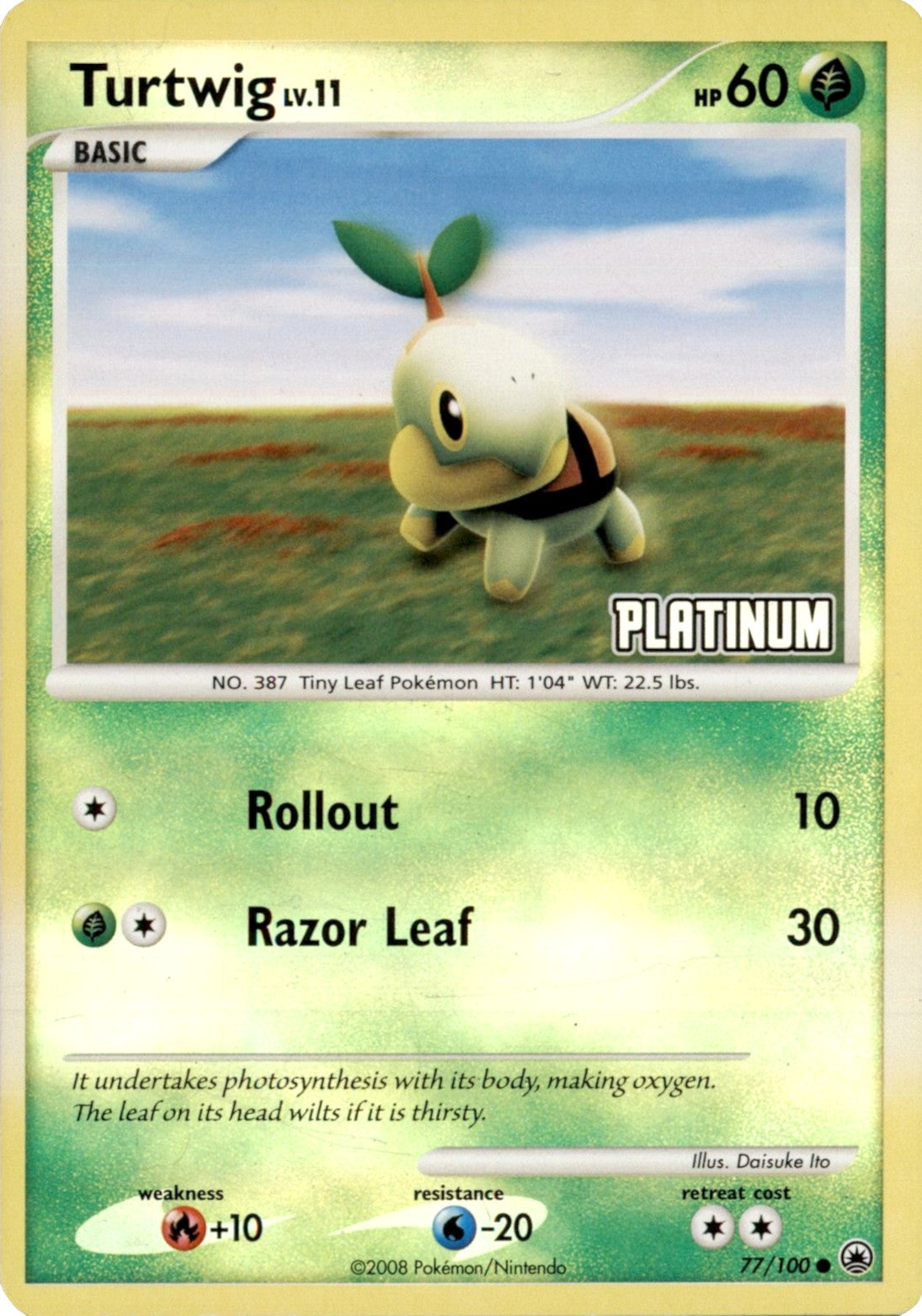 Turtwig LV.11 (77/100) (Platinum) [Burger King Promos: 2008 Collection] | Silver Goblin