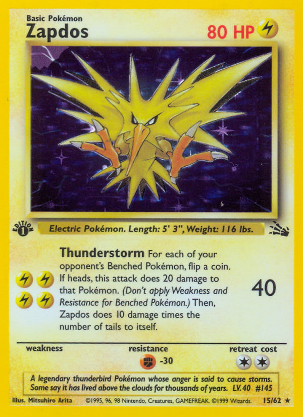 Zapdos (15/62) [Fossil 1st Edition] | Silver Goblin