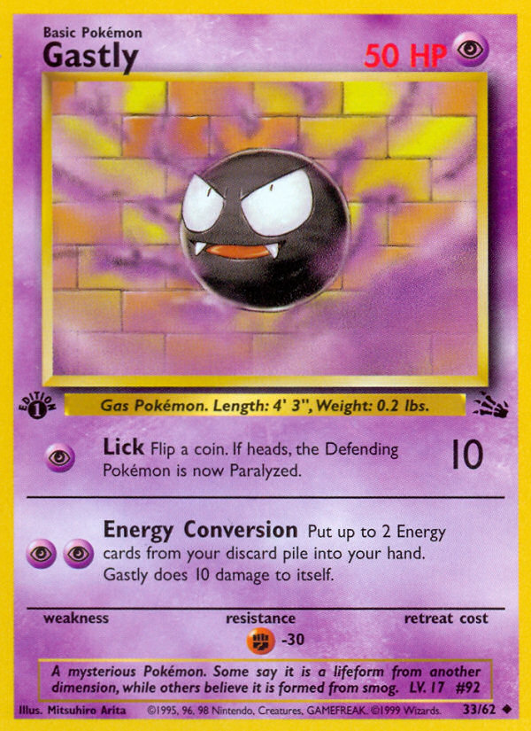 Gastly (33/62) [Fossil 1st Edition] | Silver Goblin