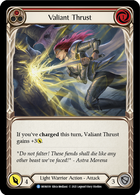 Valiant Thrust (Red) [MON039] (Monarch)  1st Edition Normal | Silver Goblin
