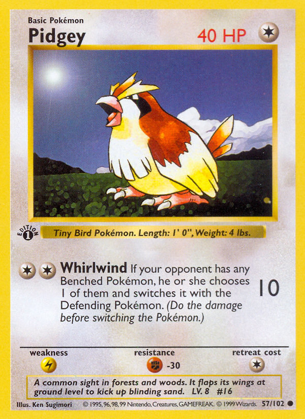 Pidgey (57/102) (Shadowless) [Base Set 1st Edition] | Silver Goblin