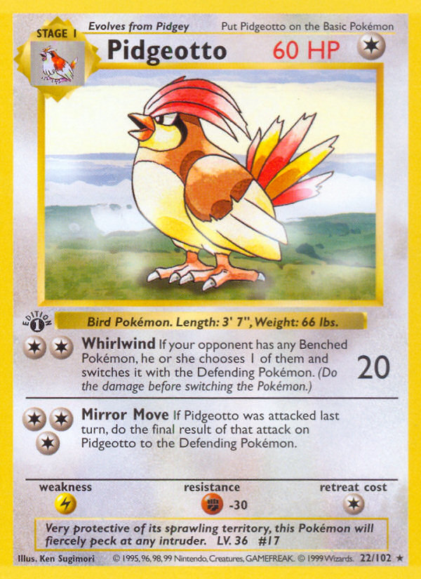 Pidgeotto (22/102) (Shadowless) [Base Set 1st Edition] | Silver Goblin