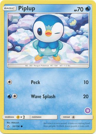 Piplup (32/156) (Deck Exclusive #11) [Sun & Moon: Trainer Kit - Alolan Sandslash] | Silver Goblin