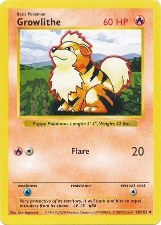 Growlithe (28/102) [Base Set Shadowless Unlimited] | Silver Goblin