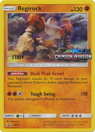 Regirock (SM74) (Staff Prerelease Promo) [Sun & Moon: Black Star Promos] | Silver Goblin