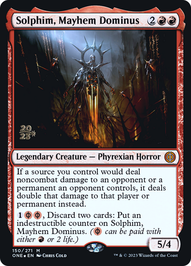 Solphim, Mayhem Dominus [Phyrexia: All Will Be One Prerelease Promos] | Silver Goblin