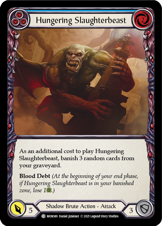 Hungering Slaughterbeast (Blue) [MON149-RF] (Monarch)  1st Edition Rainbow Foil | Silver Goblin