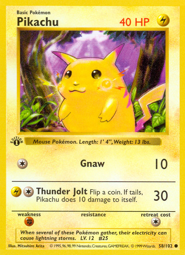 Pikachu (58/102) (Shadowless) [Base Set 1st Edition] | Silver Goblin