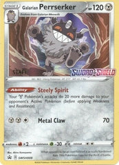 Galarian Perrserker (SWSH008) (Staff Prerelease Promo) [Sword & Shield: Black Star Promos] | Silver Goblin