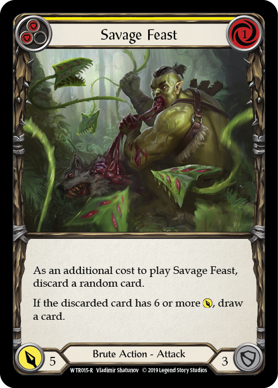 Savage Feast (Yellow) [WTR015-R] (Welcome to Rathe)  Alpha Print Rainbow Foil | Silver Goblin