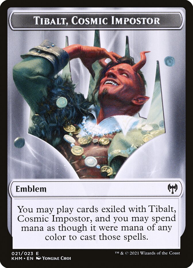 Human Warrior // Tibalt, Cosmic Impostor Emblem Double-Sided Token [Kaldheim Tokens] | Silver Goblin