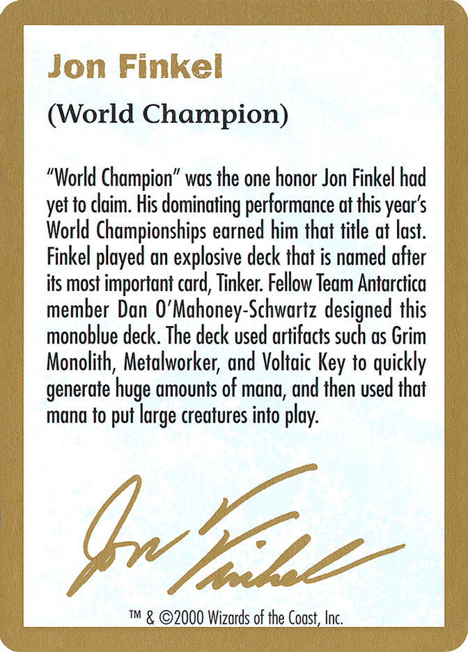 Jon Finkel Bio [World Championship Decks 2000] | Silver Goblin